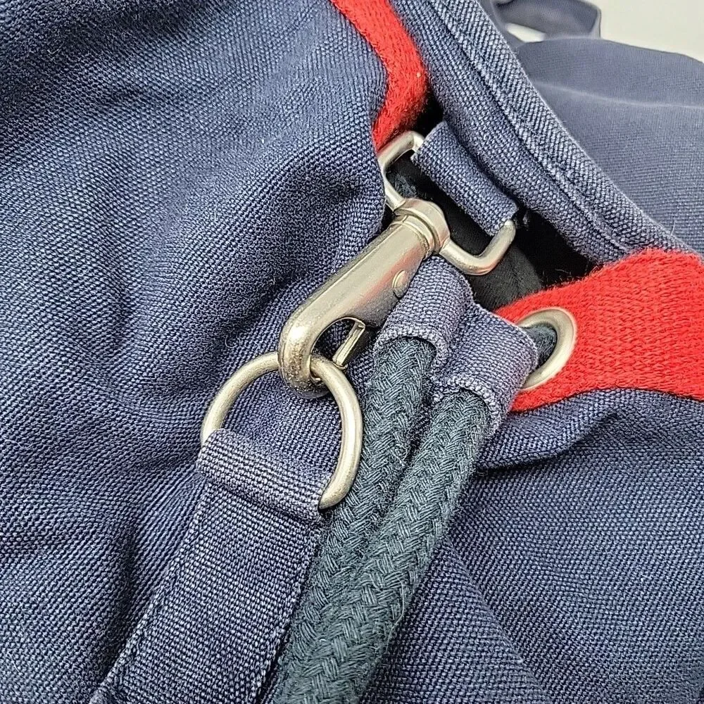 Vintage Tommy Hilfiger Canvas Backpack 1990s Nap Sack Tote Bag Big Flag Cotton - Picture 7 of 16